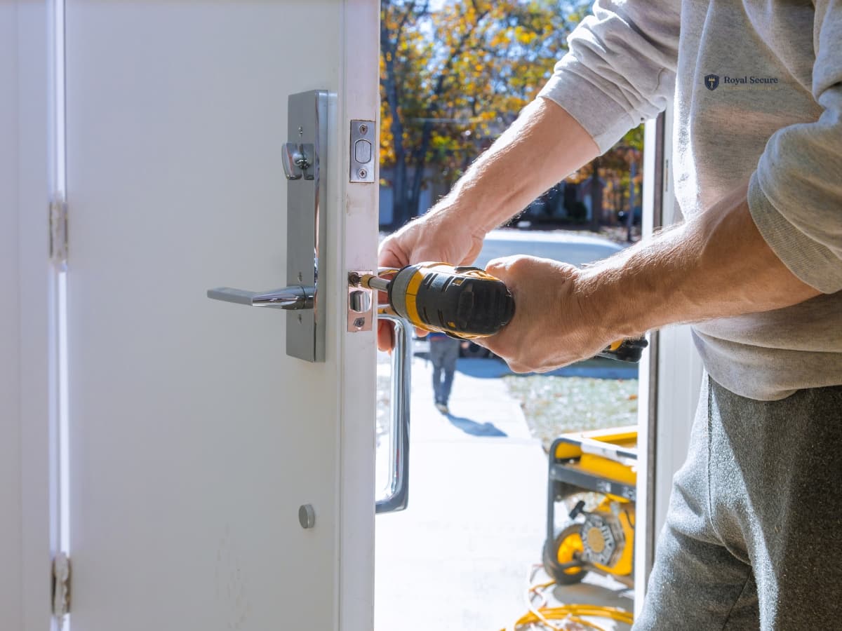Royal Secure Locksmith rekeying residential door locks at a Toronto home
